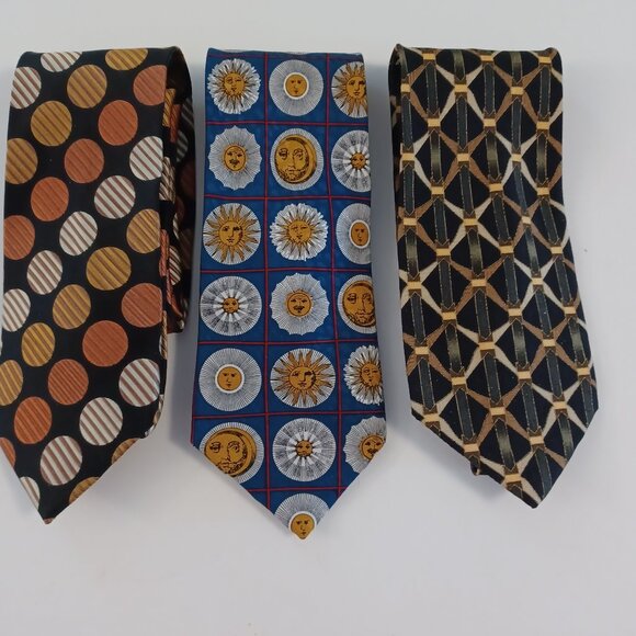 100% 3 Silk Ties  Unique Edgy - Picture 1 of 5